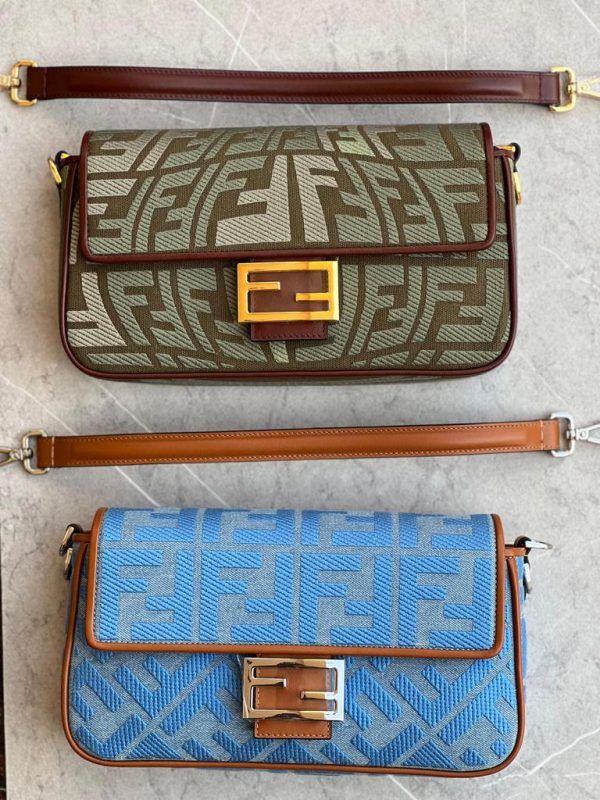 Fendi Baguette bag in denim with FF pattern
