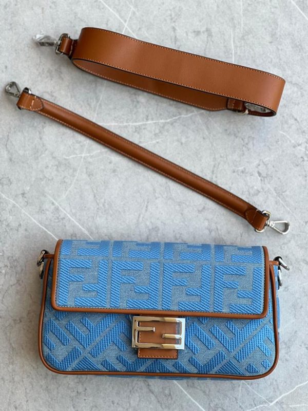 Fendi Baguette bag in denim with FF pattern - Image 2