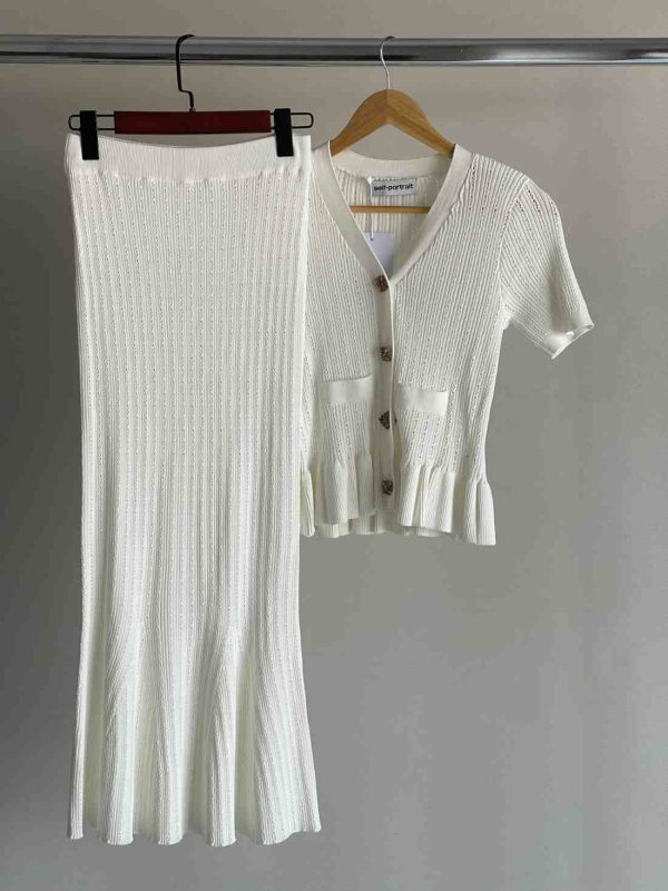 Gabrielle blue flared knitted top & skirt matching set - Image 3