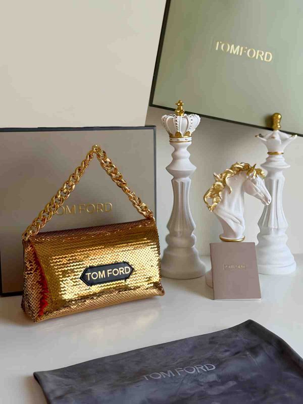 Tom Ford Mini Logo Label Sequin Clutch