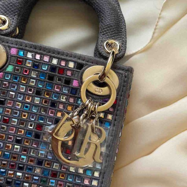 2020 Mini Suede Stone and Beads Lady Dior Satchel - Image 3