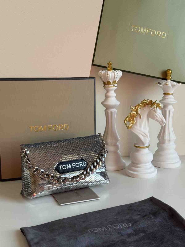 Tom Ford Mini Logo Label Sequin Clutch - Image 3