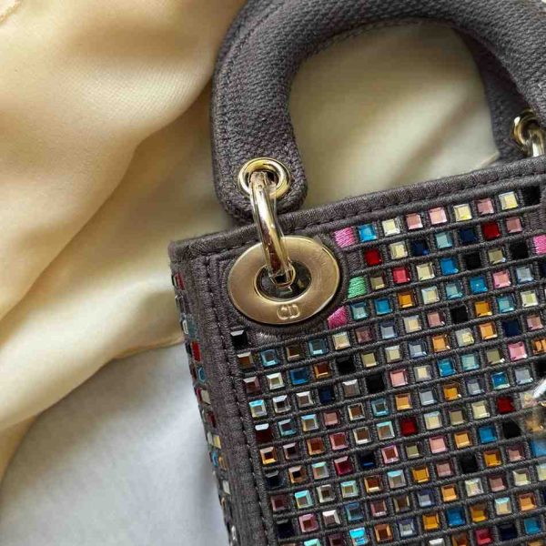 2020 Mini Suede Stone and Beads Lady Dior Satchel - Image 2