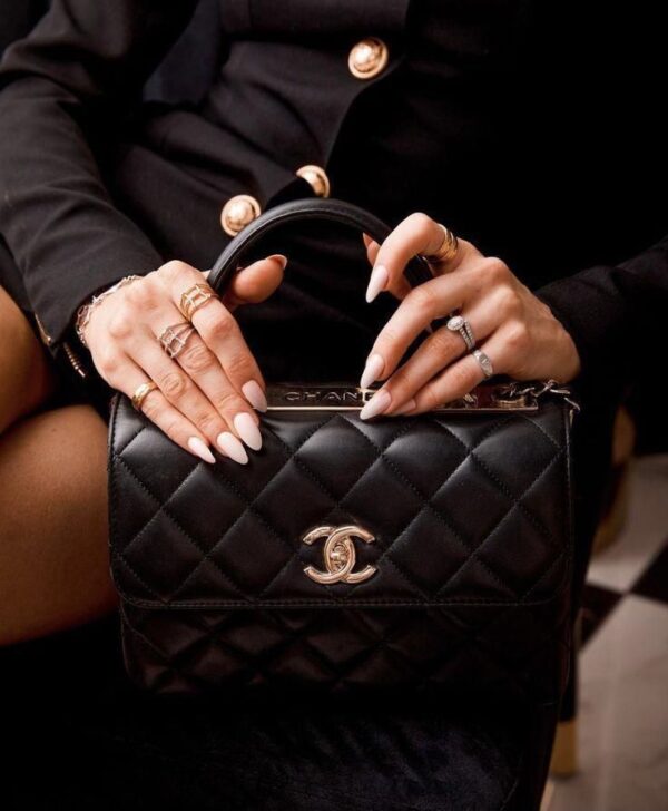 Chanel Black Quilted Caviar Small Coco Top Handle Flap Bag - Image 4
