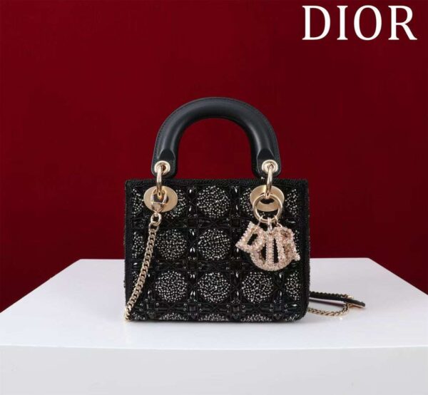 Dior Lady Dior Crystal Embellishment Top Handle Bag - Image 4