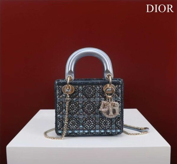 Dior Lady Dior Crystal Embellishment Top Handle Bag - Image 3