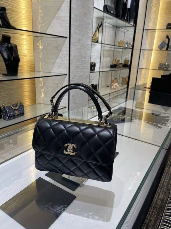 Chanel Black Quilted Caviar Small Coco Top Handle Flap Bag - Image 5