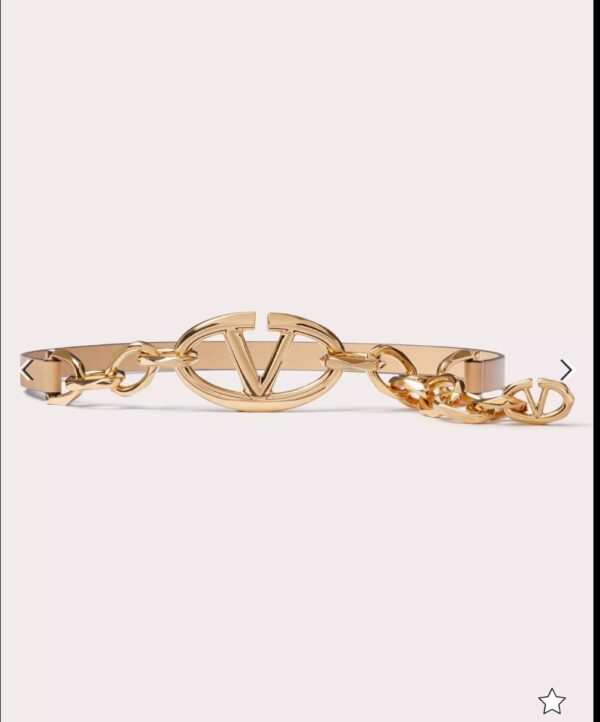 Valentino Garavani Vlogo Signature Shiny Calfskin Belt with Chain