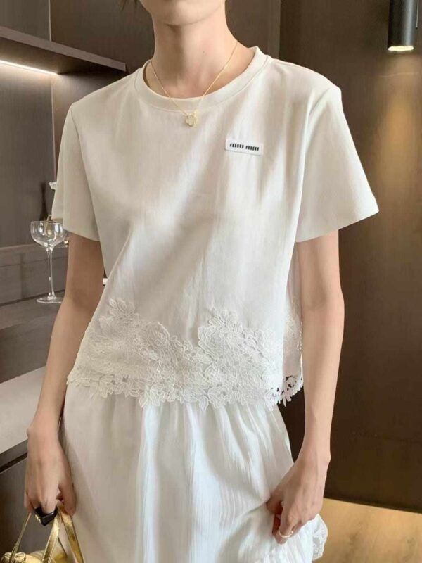 Miu Miu Appliqu T-Shirt - Image 4