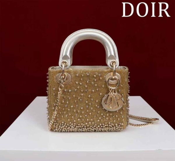 Dior Lady Dior Crystal Embellishment Top Handle Bag - Image 5