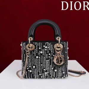 Dior Lady Dior Crystal Embellishment Top Handle Bag