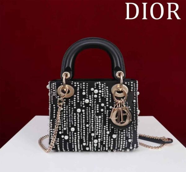 Dior Lady Dior Crystal Embellishment Top Handle Bag