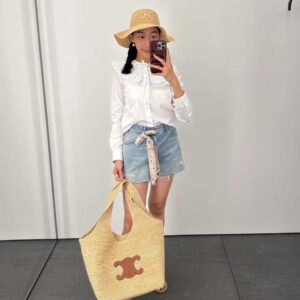 CELINE CLASSIC PANIER SHOPPER CABAS IN RAFFIA