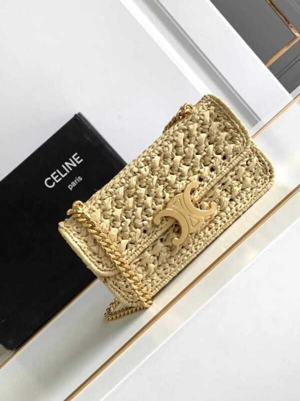 Chain Shoulder Bag Triomphe In Raffia Natural Shoulder Bag - Image 2