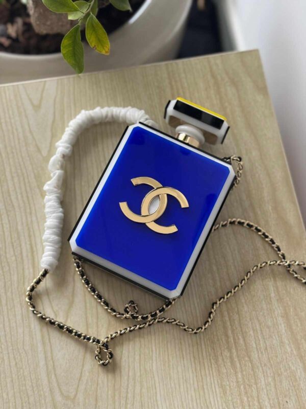Chanel Gold Metal Perfume Bottle Evening Bag - Image 5