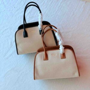 Prada Tan/Black Medium crochet and leather tote bag