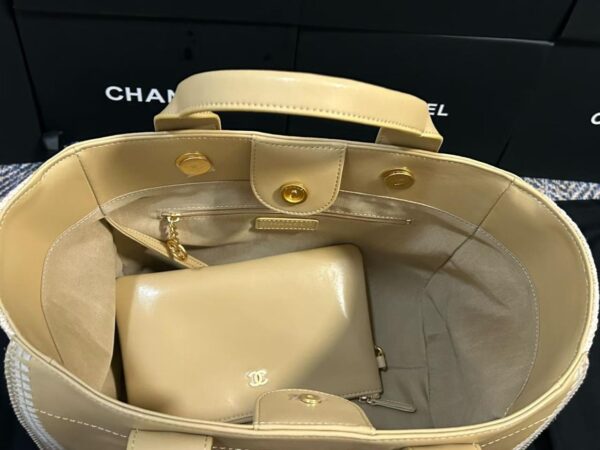 Chanel Chanel Black Leather Crochet Deauville Tote - Image 5