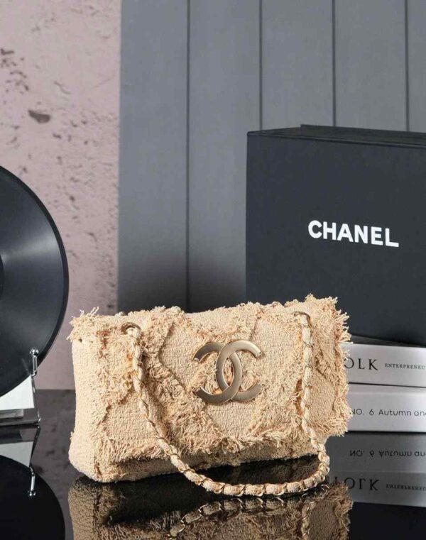 Chanel Small Crochet Organic Fringe Nature Tweed Flap Bag - Image 2