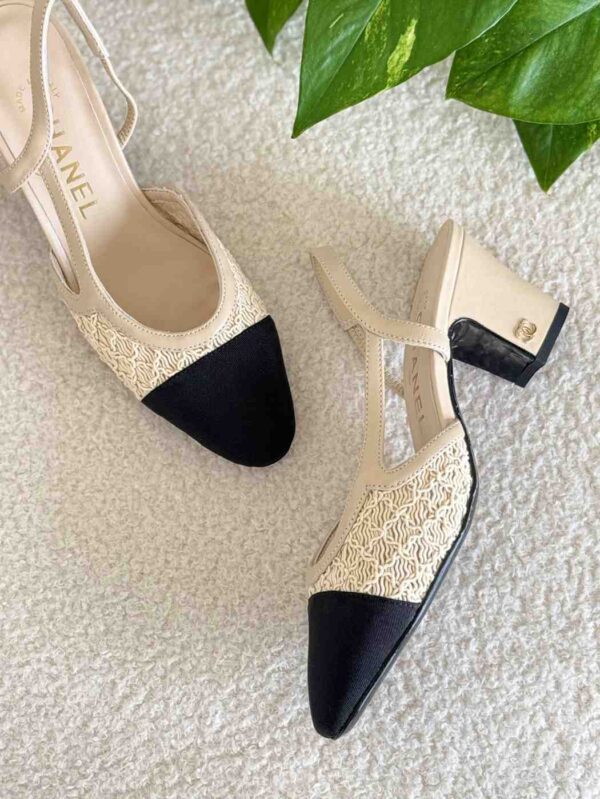 Chanel Women's Black Leather Slingback Heels - Image 2