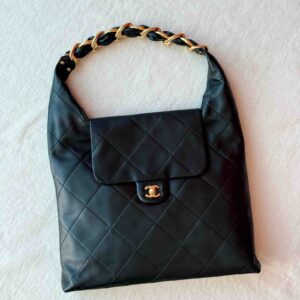 CHANEL Daily Belted Chain Hobo Bag Black
