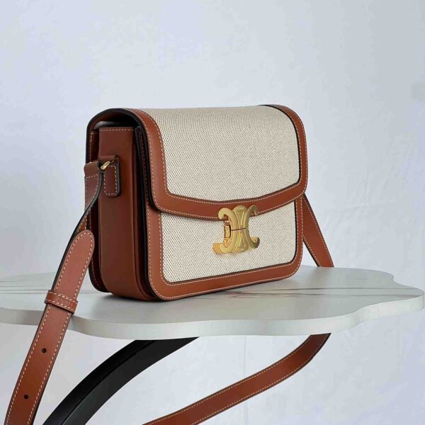 Celine Teen Triomphe Bag In Triomphe Canvas And Calfskin - Image 9