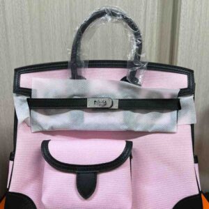 hermes Travel Bag Cargo 25 Pink/Black