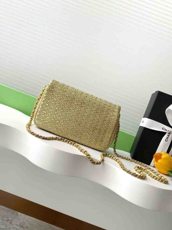 CHANEL Classic Double Flap Bag Woven Metallic Raffia Medium - Image 3