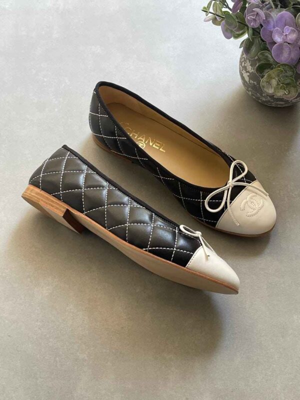 Chanel Women's Classic Leather Ballet Flats with Bow - Image 2