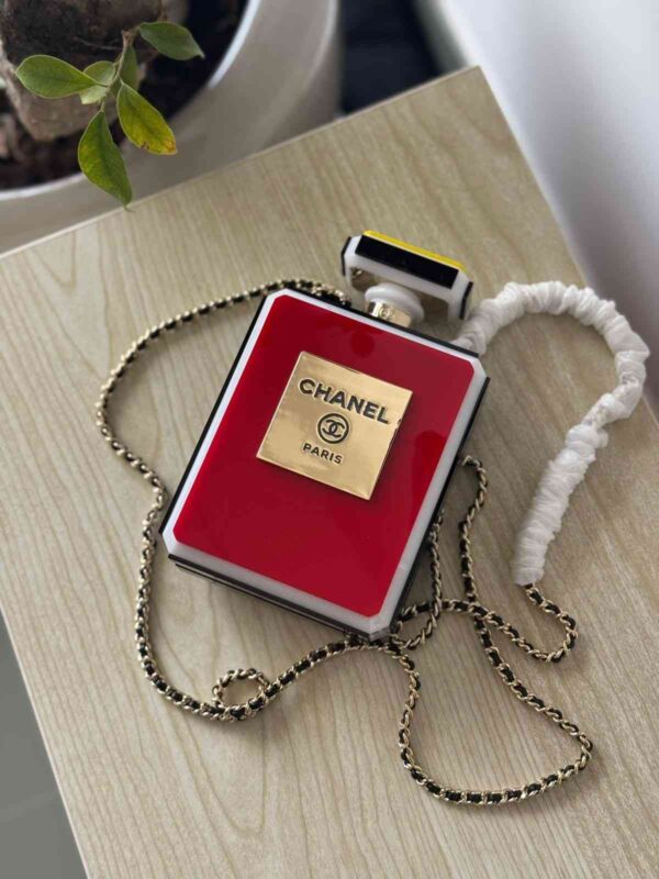 Chanel Gold Metal Perfume Bottle Evening Bag - Image 6