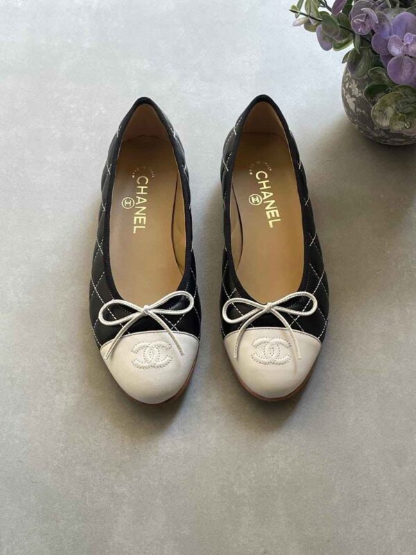 Chanel Women's Classic Leather Ballet Flats with Bow - Image 3