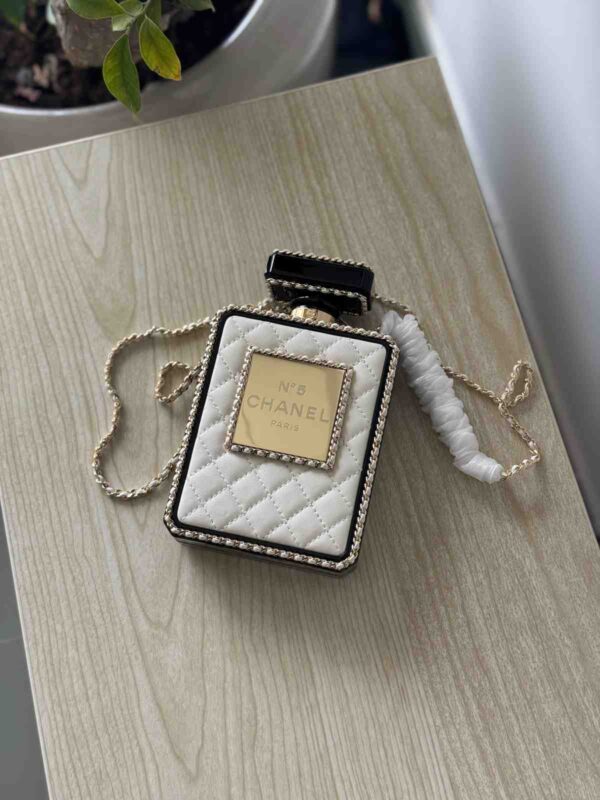Chanel Gold Metal Perfume Bottle Evening Bag - Image 8
