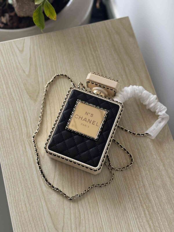 Chanel Gold Metal Perfume Bottle Evening Bag - Image 7