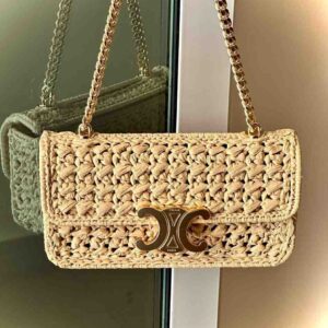 Chain Shoulder Bag Triomphe In Raffia Natural Shoulder Bag