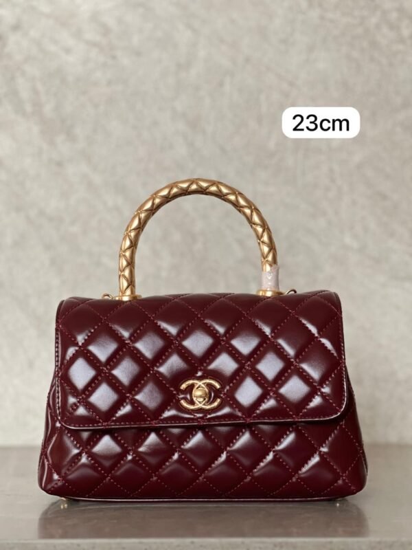 Burgundy Small Caviar Quilted Coco Handle - Image 3
