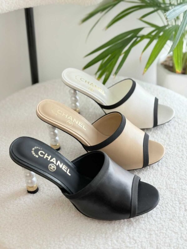 Chanel Bicolor CC Pearl on Heels Slide Mules