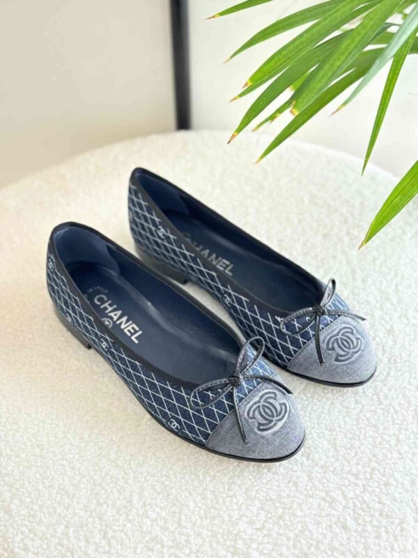 Chanel Classic Ballerina Pumps in Embroidered Light Blue - Image 2