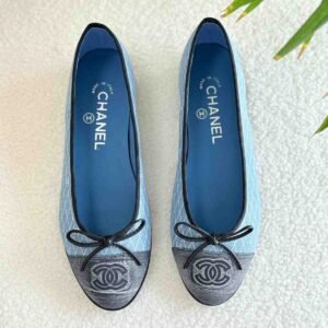 Chanel Classic Ballerina Pumps in Embroidered Light Blue