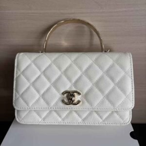 CC 25P Wallet Woc Handle 19cm White Leather Silver