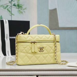 Chanel Quilted Caviar Leather Cc Long Vanity Case