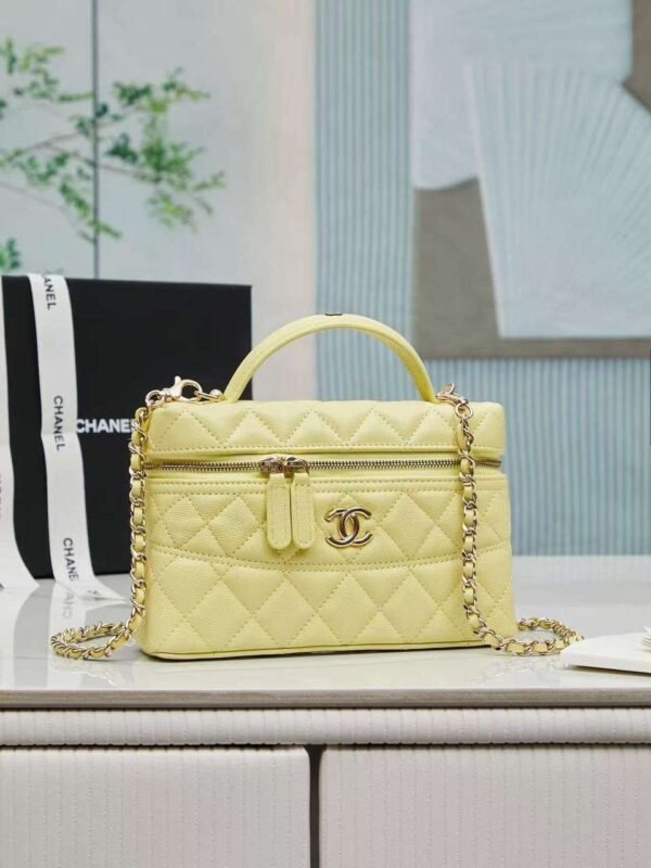 Chanel Quilted Caviar Leather Cc Long Vanity Case