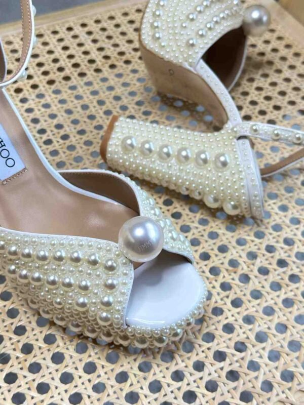 Jimmy Choo Sacaria 100 SatinW/All Over Pearls - Image 4