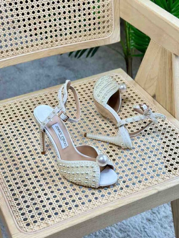Jimmy Choo Sacaria 100 SatinW/All Over Pearls - Image 5