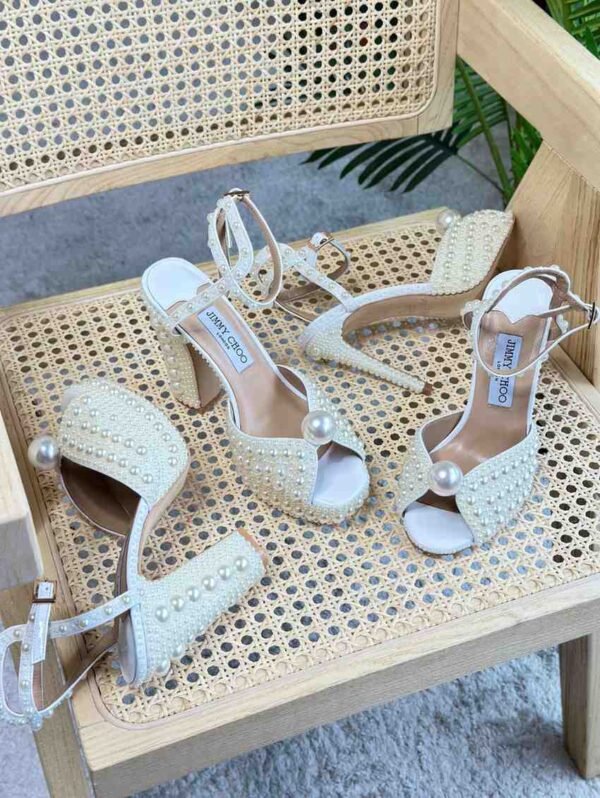 Jimmy Choo Sacaria 100 SatinW/All Over Pearls