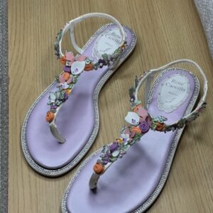 Clamping Toe Sandals Rene Caovilla Flower Crystal