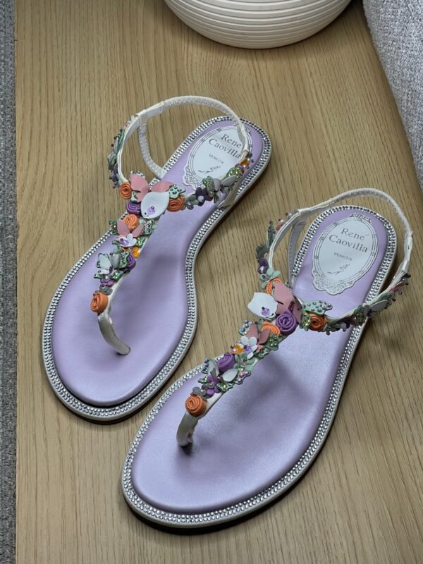 Clamping Toe Sandals Rene Caovilla Flower Crystal