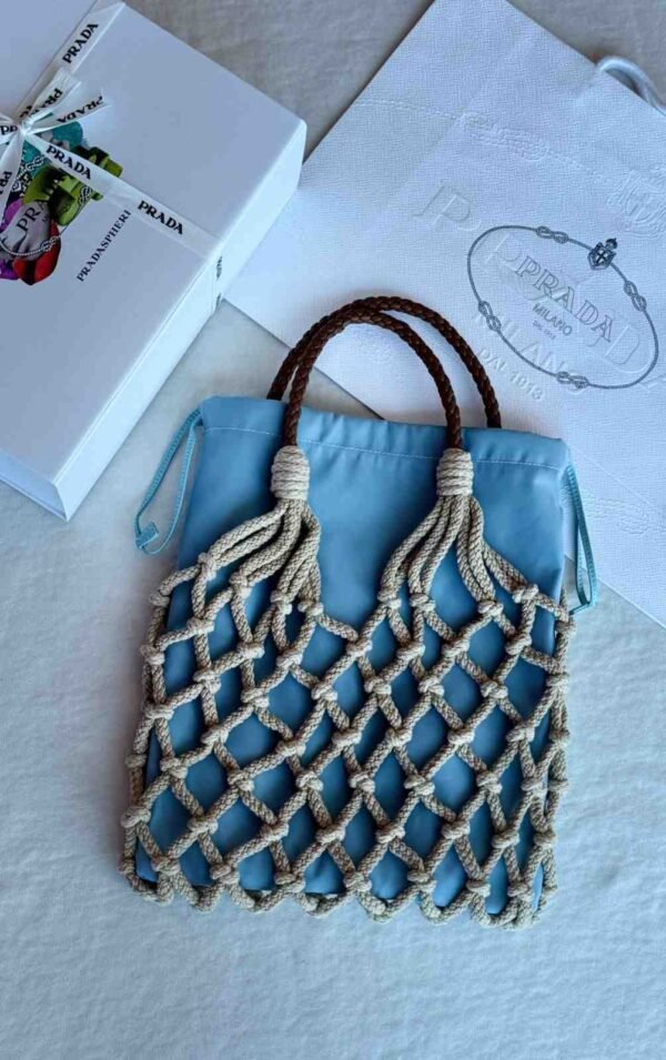Buy Prada Neutral Medium Macramé Bag - Image 4