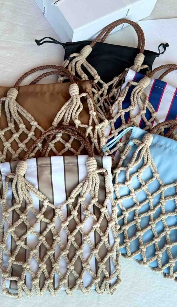 Buy Prada Neutral Medium Macramé Bag - Image 6