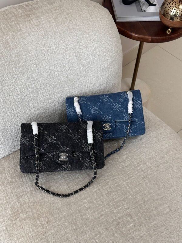 Chanel Black Medium Denim Double Flap Chane